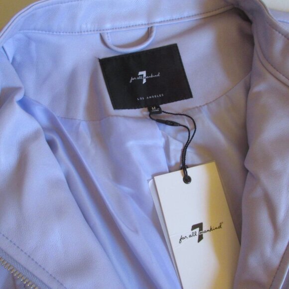 7 for All Mankind Cropped Faux Leather Jacket Medium Light Lilac Lavender Soft - Picture 7 of 11